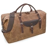 Bolsas De Viaje Cuero Hombre Bolso De Impermeable Lona Bolsa De Fin De Semana Deporte Overnight Grandes Bolsa Marrón