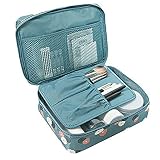 Romote 1pc Impermeable Maquillaje Bolsa de Aseo cosméticos Bolsa de Viaje de Lavado Organizador de Viajes Bolsa de Aseo para Mujeres señoras Madre niñas (Flor Azul)