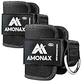 Amonax Tobillera para polea (Acolchado) para piernas y Tobillos, Correas Tobillos Gym Cable maquinas, Gimnasio, Fitness - Mujeres y Hombres (Negro, 1 Pieza)