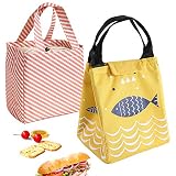 Chingde Bolsa térmica almuerzo, 2 piezas Bolsa de almuerzo portátil Bolsa de refrigerador a prueba de agua Bolsa de asas aislada Picnic Bento Bag Organizador para la escuela Picnic de la oficina