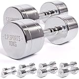 C.P. Sports - Juego de mancuernas cromadas de 0,5 kg - 1 kg - 1,5 kg - 2 kg - 2,5 kg - 3 kg - 4 kg - 5 kg - 6 kg - 7 kg - 8 kg - 9 kg - 10 kg, en pares, con soporte para mancuernas, 2 x 1,0 kg.