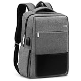 HOMIEE 15.6 Pulgadas Mochila de Viaje para Portátil con Puerto de Carga USB para Auriculares Bolsa antirrobo, Mochila Informal Delgada, para los Estudios, Trabajo, Negocios - Gris