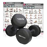 KG Physio Mancuernas De Neopreno De Calidad Profesional Juego De 2 Pesas (#8 (2 x 10kg) Negro)