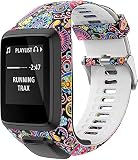 Axcellent Bandas para Tomtom Runner 2/3 Correa,Compatible con Spark 3/Golfer2/Adventurer,Banda de Repuesto Impresa de Goma-Accesorios para Reloj Inteligente con GPS