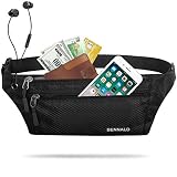 MOBIUSPHY Riñonera Deportiva, Riñonera Mujer Hombre Running Cinturón Impermeable Bandolera Multifuncional Bolsillos Ajustable Bolso de Cintura Viajar Camina el Perro Bicicleta Excursionismo Negro