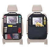 URAQT Organizadores para Coche, 2 Pack Organizadores para Asientos de Coches, Asiento Trasero a Prueba de Agua Cubiertas para Coches con Sostenedor de Tablet-bolsillo de Pantalla Táctil