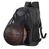 Adorence Mochila de Baloncesto con Puerto de Carga USB, Mochila Duradera para Hombre para Exteriores con Compartimento de Pelota (se Adapta a portátiles de 15,6 Pulgadas) Negro Negro