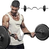 Barra de musculación Longitud 120 cm,Diámetro Ø25mm,Peso 11.5 Lbs,Barra de Entrenamiento para bíceps y tríceps,Barra Curl Z con 2 Collares spinlock