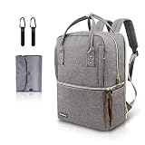VS VOGSHOW Mochila Pañales Bebé Doble Capa Ajustable Maternal Bolso Carro Bebe con Cambiador y 2 Correas de Cochecito Gran Capacidad Impermeable Mochila Carrito Bebe para Mamá y Papá