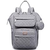 Mochilas de Pañales para Bebé, BabbleRoo bolsas grandes multifunción con cambiador y correas para cochecito y funda para chupete, mochila de viaje unisex para cambiar pañales para mamás y papás, gris