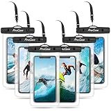 ProCase 6 uds. Funda Estanca Móvil Universal, Bolsa Impermeable IPX8 para iPhone 12/Mini/Pro/iPhone 11 Pro Max/XS/XR/X/8/7, Galaxy Note10+/S20 Ultra/S10e/S9+, Huawei Xiaomi BQ hasta 6,9' -Negro