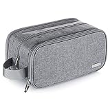 Impermeable Bolsas de Aseo de Viaje para Hombre y Mujer Grande Bolsa de Viaje de Lavado Kit de Afeitado Dopp Portátil Organizador de Maquillaje Baño Gimnasio con Bolsa de Almacenamiento Gratis (Gris)