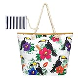 peinat Bolso de Playa Grande,Con estampado de Pequeña ave y cremallera Bolso de Hombro para Mujer Bolsos de viaje impermeable Bolsos totes para XXLTrae una pequeña bolsa colgante