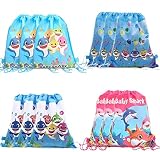 Clerfy Acc 12 pcs Mochilas Tiburón Joven, Bolsas con Cordón Mochila Party Bolsas Tela no Tejida Escolar Hombro Mochila de Viaje Bolsa de Baile Gimnasio para Adolescentes Niños niñas Cumpleaños