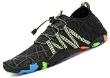 Zapatos de Agua para Buceo Snorkel Surf Piscina Playa Vela Mar Río Aqua Cycling Deportes Acuáticos Calzado de Natación Escarpines para Hombre Mujer,Negro 44