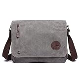 Kono Hombres Lona Bolso de Bandolera La Bolsa de Mensajero Bolsa de Lona Bolsa de Hombro 13 Pulgadas Bolsa de Ordenador (Gris)