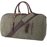 NUBILY Bolsas De Viaje Hombre De Cuero Lona Gran Capacidad Bolsa De Fin De Semana Mujer Vintage Bolsa De Deporte para Actividades al Aire Libre Verde