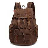 Mochila de cuero estilo retro, unisex, ideal para colegio, senderismo, viajes, color café