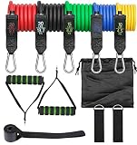 AIXMEET Bandas Elásticas, 11 Piezas Bandas de Fitness Musculacion, Resistencia al Ejercicio Tubos de Entrenamiento para Deportes Interiores o Exteriores, Fitness, Fuerza, Gimnasio en Casa o Yoga