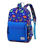 Mochila Infantil Niño, Kasgo Lindo Ligero Mochila Preescolar de Kindergarten Impermeable Mochila Escolar con Correa Pecho Dinosaurio Azul