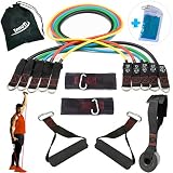 InnoTi Bandas Elásticas de Musculación y Fitness - Gomas Elásticas para Crossfit y Gimnasio en Casa - Set de Tubos de Resistencia de Latex - Asas y Cintas de Tobillos Acolchadas y Anclaje de Puerta