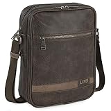 Lois - Bolso Hombre Bandolera Pequeña de Piel PU - Bolso de Hombro de Marca LOIS con Cremallera para Uso Casual, Trabajo y Viaje Diseñado en España 310226, Color Marron