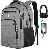 marcello Mochilas Escolares Bolso de Escuela Adolescente Mochila Hombre Mochila Mujer,Mochila antirrobo Impermeable,Mochila para portátil Multiusos Daypacks con Puerto de Carga USB (15,6' Gris)