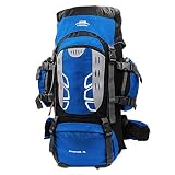 Mooedcoe 75L Mochila Senderismo Tactica Mochila Hombre Impermeable de Trekking Viaje Montaña Acampada Escalada (Azul)