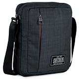 SKECHERS - Bolso Hombre Bandolera Grande de Tela - Bolso de Hombro Hombre Marca Deportivo con Cremallera - Marca Skechers Uso Casual y Viaje - Diseñado en España, S887, Color Negro