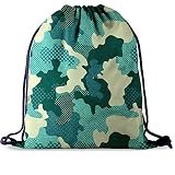 PREMYO Bolsa de Cuerdas Saco de Gimnasio Deporte Mochila Mujer Hombre con Impresión Camuflaje Motivo Gracioso Práctico Cómodo Cordón Robusto