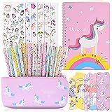 Faburo 40Pz Bolígrafo Regalos de Unicornio para Niñas, Estuche Escolar y Cuadernos de Unicornio y Pegatina de Papelería para el Colegio y La Oficina Regalo de Cumpleaños