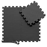 Esterilla Puzzle para Suelos de Gimnasio y Fitness | Set de Protección de Goma Espuma, Alfombrilla Protectora Expandible de 18 Losas + Bordes | Colchonetas para Máquinas de Deporte, Fácil de Limpia