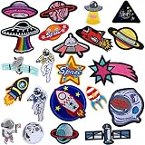VETPW 22 Pcs Parches Ropa Termoadhesivos, Patch Sticker, Sistema Solar Astronauta Parches Bordados Parche de Hierro en Parches para Ropa, Mochilas, Chaquetas, Sombreros. Reparación y Decoración